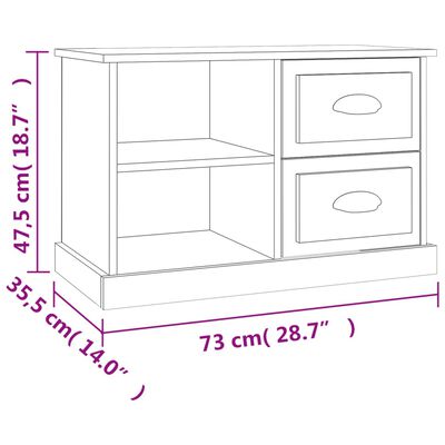 vidaXL ТВ шкаф, бял, 73x35,5x47,5 см, инженерно дърво