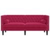 vidaXL Честърфийлд диван с болстери, 2-местен, виненочервени, кадифе
