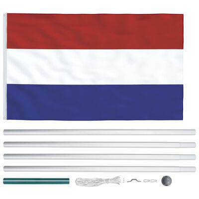 vidaXL Флаг на Нидерландия и алуминиев флагщок, 6,2 м
