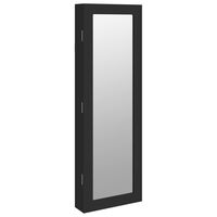 vidaXL Огледален шкаф за бижута, стенен монтаж, черен, 30x8,5x90 см