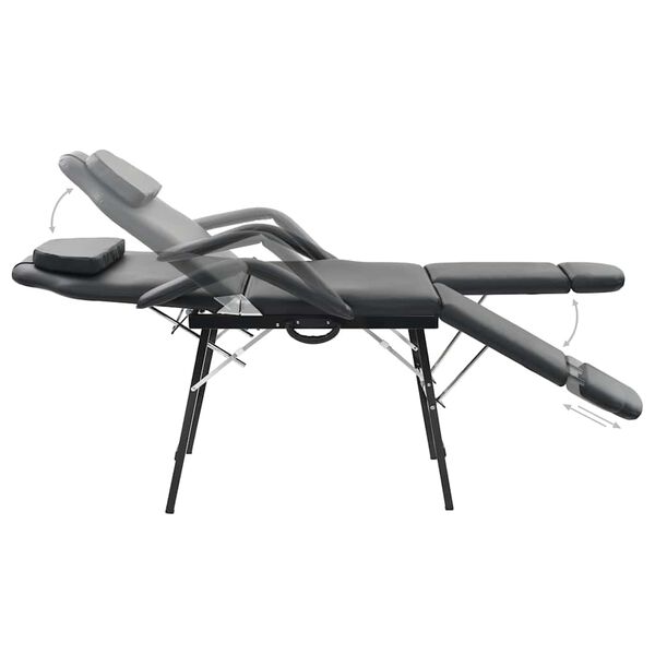 vidaXL Преносим козметичен стол, изкуствена кожа, 185x78x76 см, черен