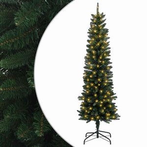 vidaXL Изкуствено Тънко Коледно Дърво 150 см 150 LED светодиода