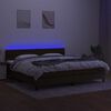 vidaXL Боксспринг легло с матрак и LED, тъмнокафява, 200x200 см, плат