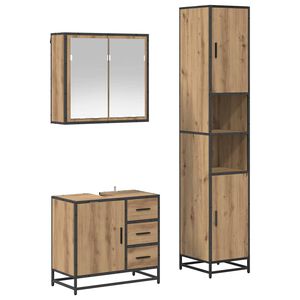 vidaXL Комплект мебели за баня с чекмедже 3 pcs Дъб Инженерно дърво