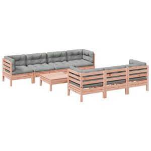 vidaXL Градински комплект с възглавници, 8 части, дугласка ела масив