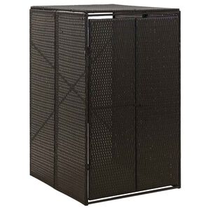 vidaXL Единичен навес за кофа за смет, черен, 70x80x117 см, полиратан