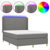 vidaXL Боксспринг легло с матрак и LED, тъмносиво, 140x190 см, плат