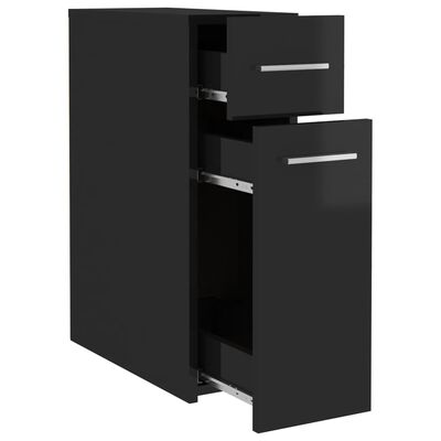 vidaXL Шкаф органайзер, черен гланц, 20x45,5x60 см, ПДЧ