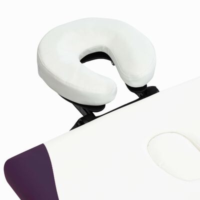 vidaXL Сгъваема масажна кушетка, 2 зони, алуминий, бяло и лилаво