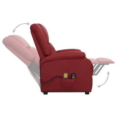 vidaXL Изправящ масажен стол виненочервен изкуствена кожа
