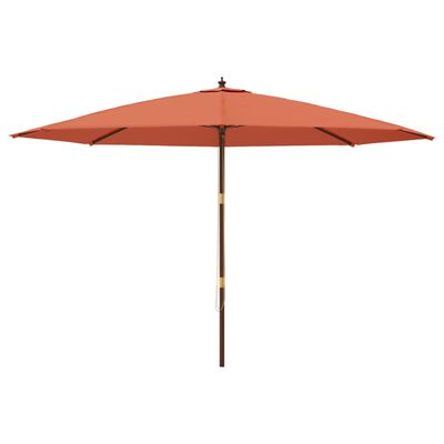 vidaXL Градински чадър с дървен прът, теракота, 400x273 см
