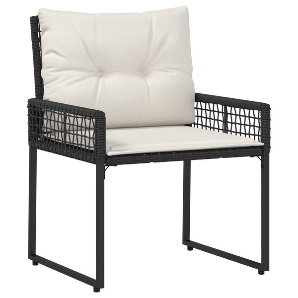 vidaXL Комплект за външни мебели с възглавница 3 pcs Черен и бял