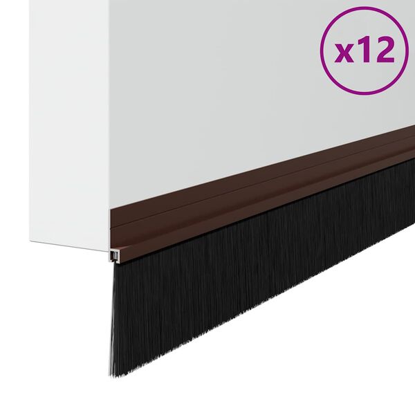 vidaXL Самозалепващи се четки за уплътняване на врати 12 pcs Кафяво