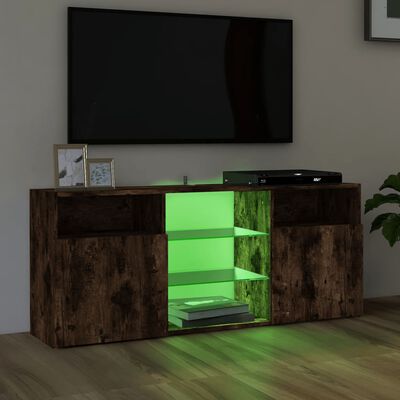 vidaXL ТВ шкаф с LED осветление, опушен дъб, 120x30x50 см