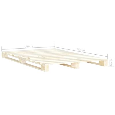 vidaXL Палетна рамка за легло, бор масив, 140х200 см