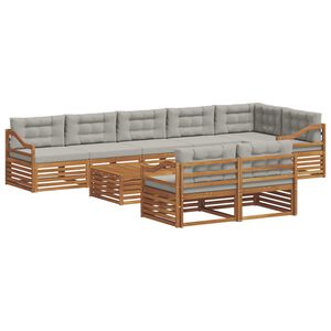 vidaXL Комплект дивани за открито 9 pcs Естествено и светло сиво