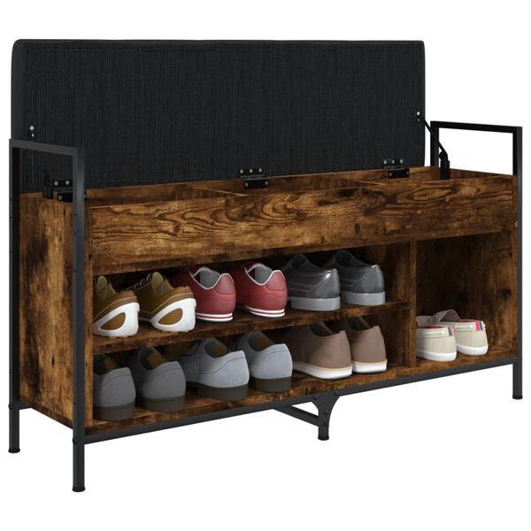 vidaXL Пейка за обувки, опушен дъб, 105,5x32x57,5 см, инженерно дърво
