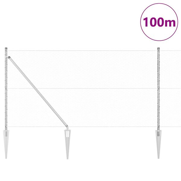vidaXL Стълб за ограда. Сребрист 100 x 1,4 м (25 мм мрежа) Стомана
