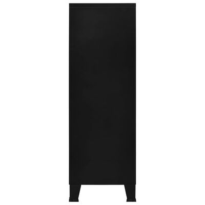 vidaXL Индустриален скрин за съхранение, черен, 75x40x120 cм, стомана