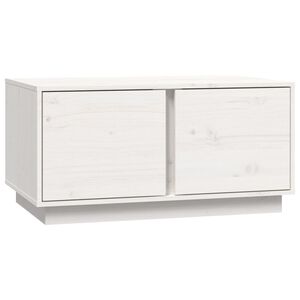 vidaXL Кафе маса, бяла, 80x50x40 см, борово дърво масив