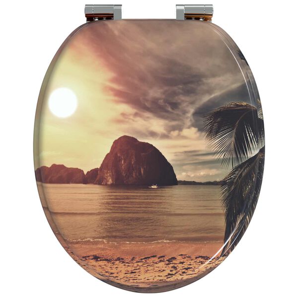 vidaXL Мека затваряща се тоалетна седалка Оранжево 44 x 38 см ПДЧ