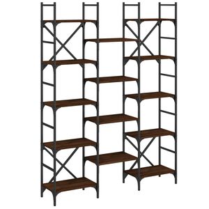 vidaXL Етажерка за книги кафяв дъб 127,5x28,5x172,5 см инженерно дърво