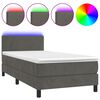 vidaXL Боксспринг легло с матрак и LED, тъмносиво, 100x200 см, кадифе