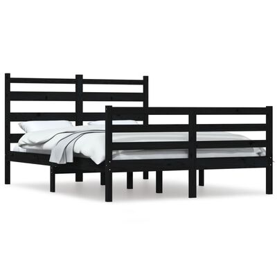 vidaXL Рамка за легло, бор масив, 120х200 см, черна