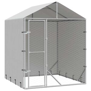 vidaXL Външна клетка за куче с покрив сребриста 2x2x2,5 м стомана