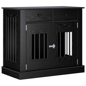 vidaXL Мебели за кучешка клетка Черен дъб 90 x 47,5 x 80 см