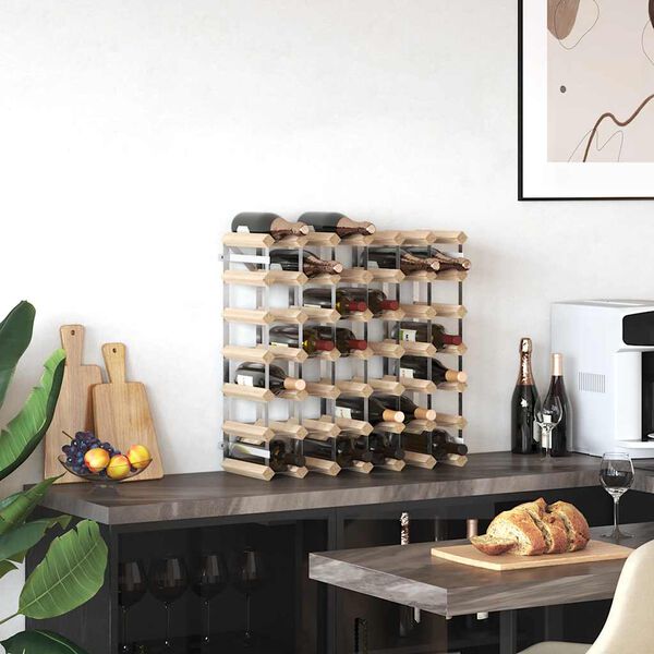 vidaXL Стойка за вино за 42 бутилки, масивна борова дървесина