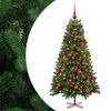 vidaXL Изкуствена коледна елха с топки 120 см 150 LED светодиода