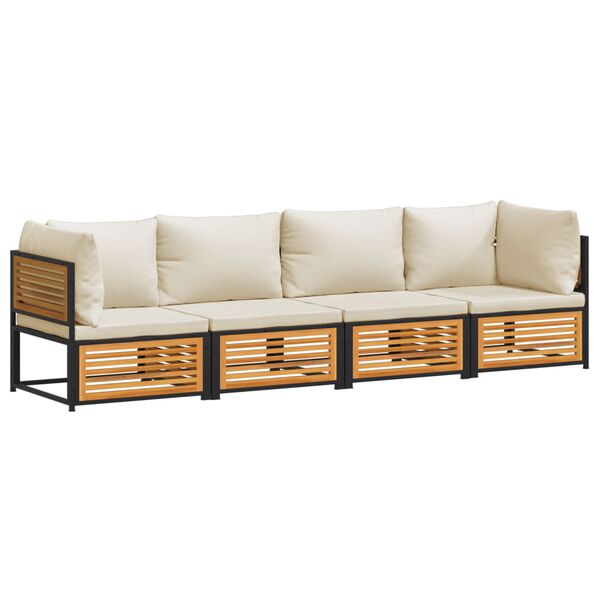 vidaXL Градински диван от 4 части, с възглавници, масивна акация