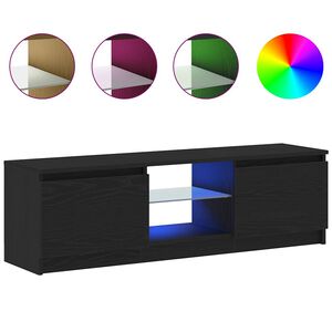 vidaXL ТВ шкаф с LED осветление, черен дъб, 120x30x36 см, инженерно дърво