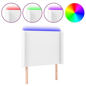 vidaXL LED горна табла за легло, бяла, 83x16x118/128 см