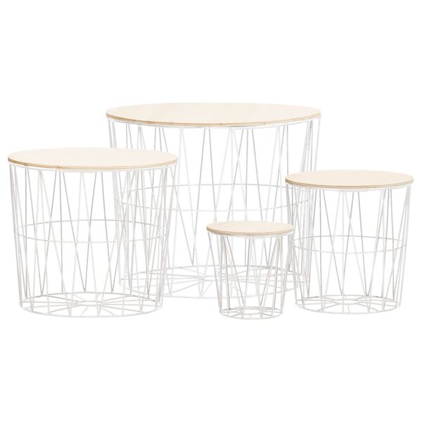 vidaXL Маси за кафе, 4 бр, бели