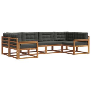 vidaXL Комплект дивани за открито 6 pcs Натурален и Антрацит