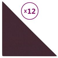 vidaXL Стенни панели, 12 бр, лилави,30x30 см, плат, 0,54 м²