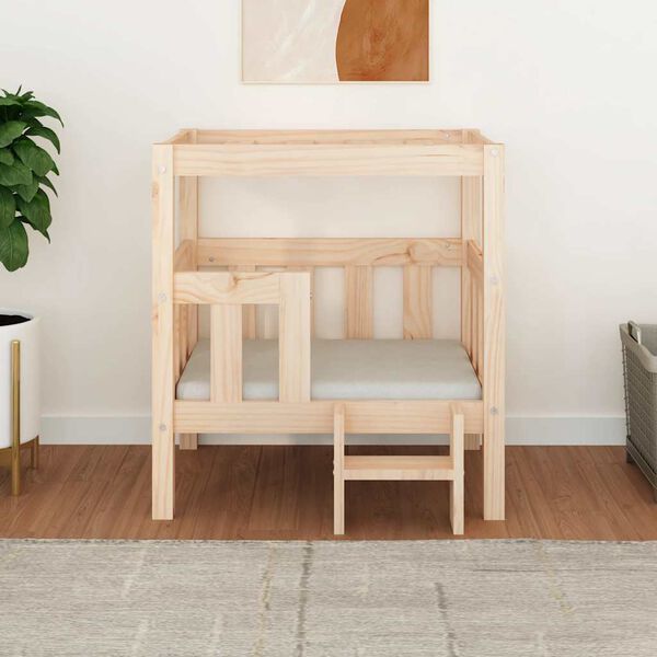 vidaXL Кучешко легло, 65,5x50,5x70 см, борова дървесина масив