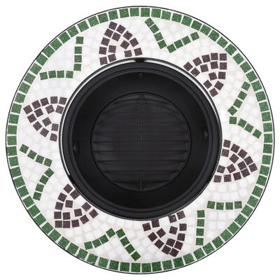 vidaXL Мозаечна маса с огнище, зелена, 68 см, керамика