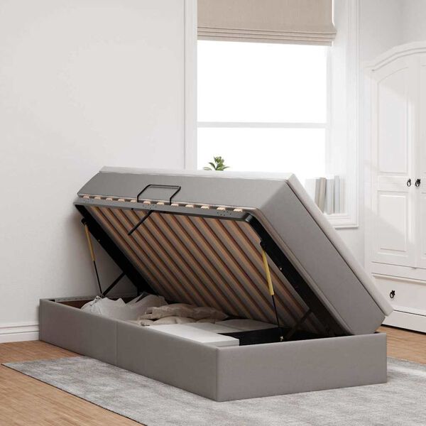 vidaXL Легло с място за съхранение и матрак с матрак Таупе 90 x 190 cm