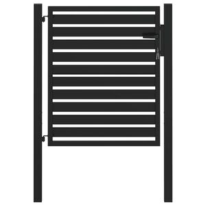 vidaXL Градинска порта с ключалка, черна, 100x100 см, алуминий