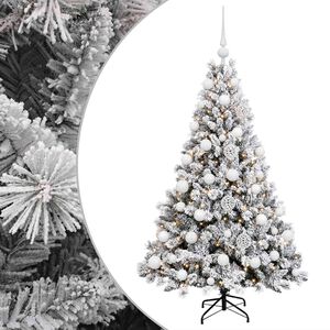 vidaXL Изкуствена коледна елха с топки 120 см 150 LED светодиода