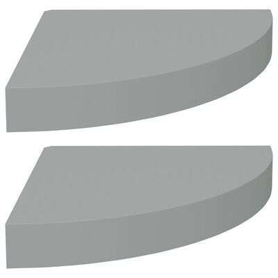 vidaXL Окачени ъглови рафтове, 2 бр, сиви, 25x25x3,8 см, МДФ