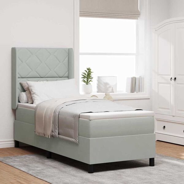 vidaXL Легло с пружинирана основа Светлосиво 80 x 200 cm Кадифе