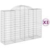 vidaXL Габионни кошници арка 3 бр 200x50x140/160 см поцинковано желязо