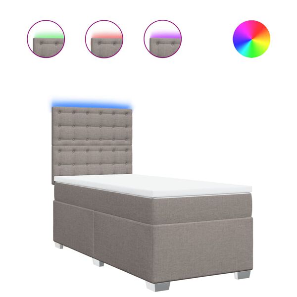 vidaXL Боксспринг легло с матрак, таупе, 90x190 см, плат