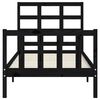 vidaXL Рамка за легло с табла черна Small Single дърво масив