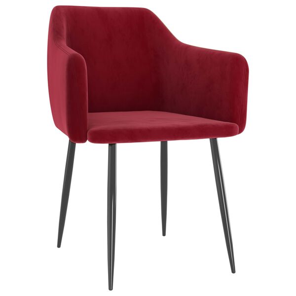 vidaXL Трапезни столове, 2 бр, виненочервени, кадифе