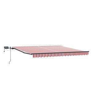 vidaXL Прибираща се тента Червено и бяло 450 &times; 350 cm Тъкан и алуминий